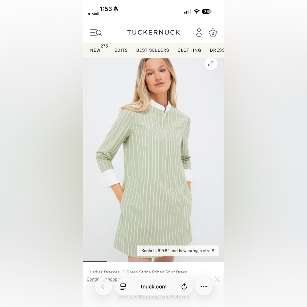 Tuckernuck Green Stripe Rohan Shirt Dress